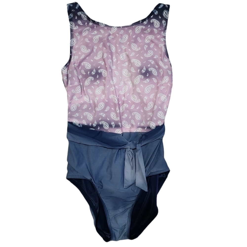 Lands' End Tie Dye Paisley One Piece Swimsuit - 10
